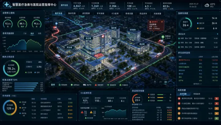 智慧医疗急救 3D 运营驾驶舱案例预览